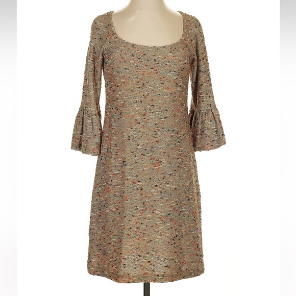 Diane Von Furstenberg Metallic Tan Multi Color Tweed Blend Knit Dress Size 2 XS - Picture 8 of 8
